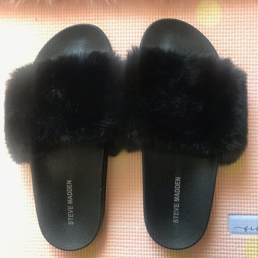 Steve Madden Slides 9 Furry